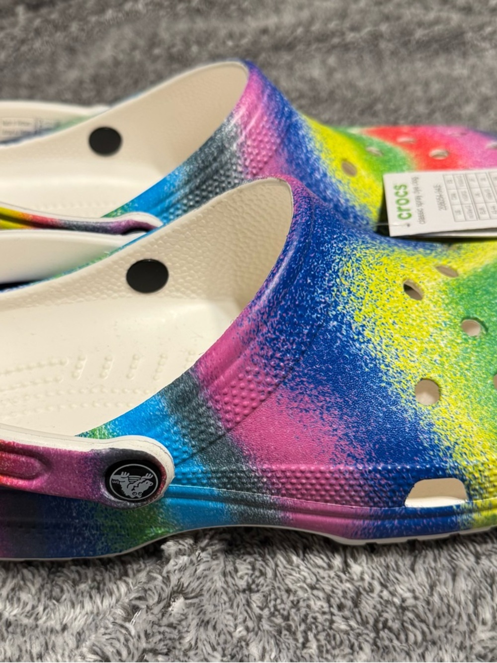 CROCS Rainbow Glitter Classic Clog with White Footbed